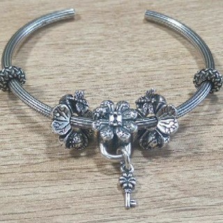 Charm bạc 925 khoá cỏ may mắn, spacer cỏ chuồn chuồn bọ dừa