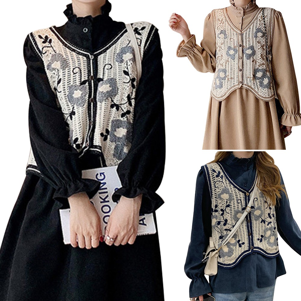 Áo Khoác Cardigan Cổ Chữ V Thêu Hoa Phong Cách Hàn Quốc Nữ Tính