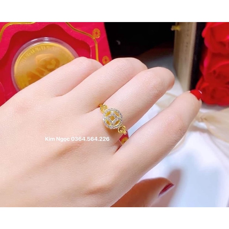 Nhẫn kim tiền 3 đồng tiền mạ vàng cao cấp đẹp xịn Kim Ngọc shop
