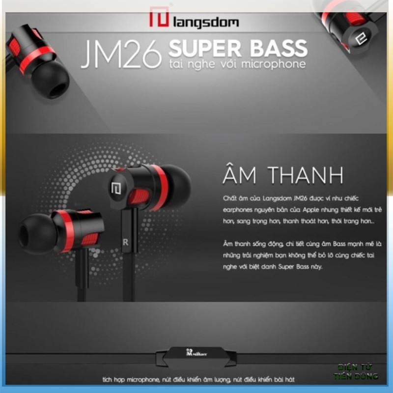  ] Tai nghe Langsdom JM26 Super Bass nhét tai earphone  BM_(91)