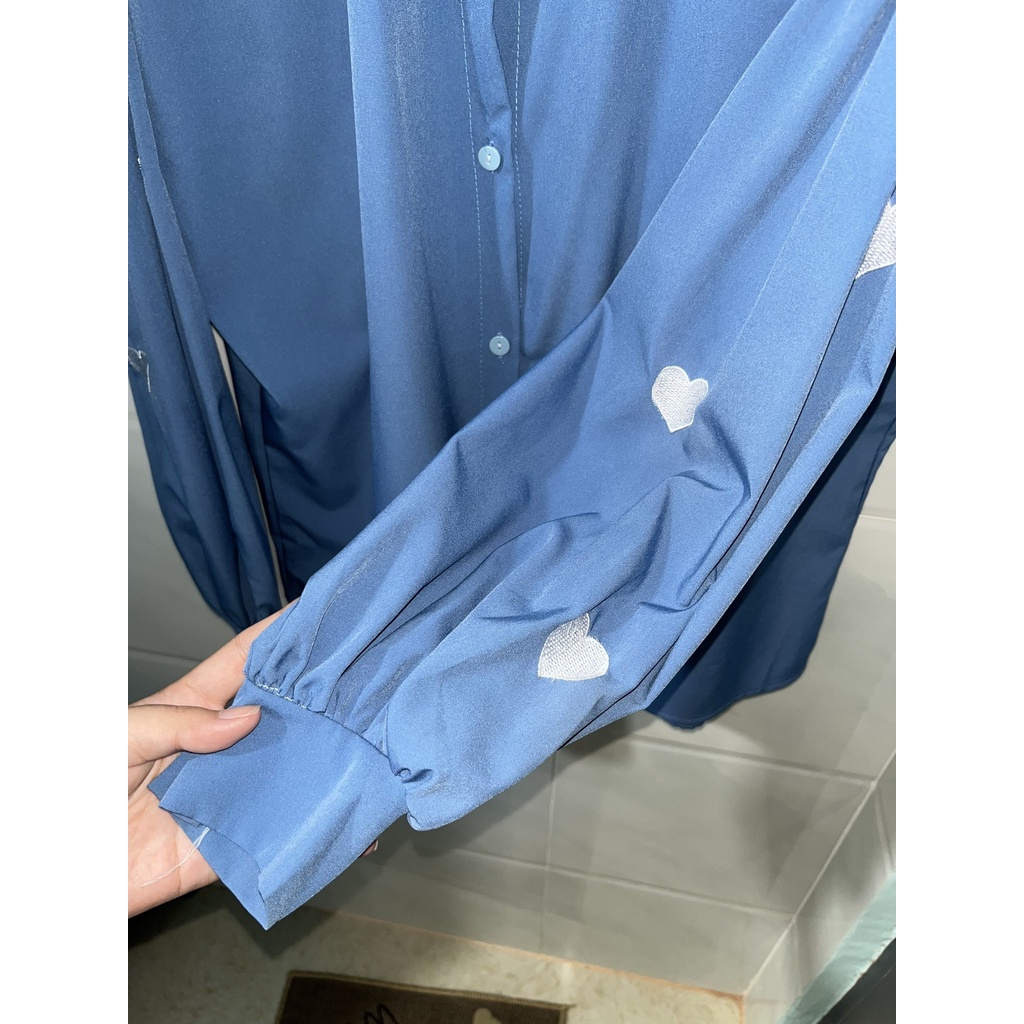 Áo sơ mi xanh trái tim