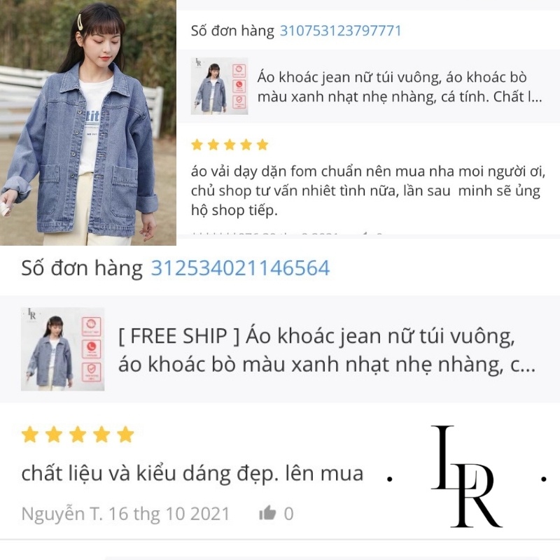 Áo khoác jean nữ túi lớn, áo khoác bò nữ phong cách nhẹ nhàng, chất vải denim dày dặn cao cấp - Lari jean