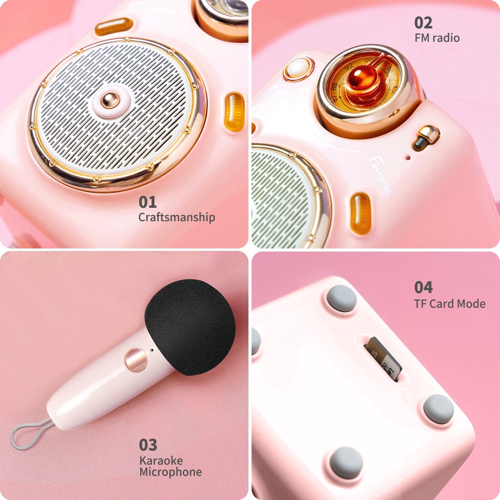Divoom Fairy-OK Loa Bluetooth Di Động Có Micro Thay Đổi Giọng Nói Chức Năng Hát Karaoke Đài FM Thẻ TF