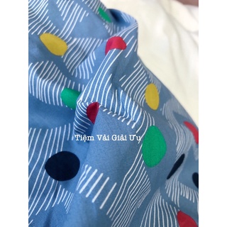 Vải thô cotton xanh kẻ bi màu - Khổ 1,5m