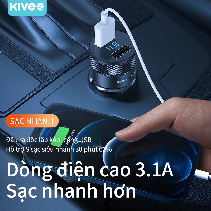 Tẩu sạc trên xe hơi Sạc Nhanh 5V/3.1A BASIKE UT67 QC 3.0 Cổng USB*2 Dùng Trên Xe Hơi