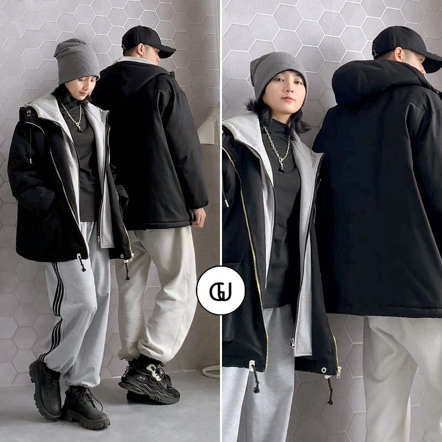 [Mã FAMARAL1 giảm 10K đơn 50K] Áo Khoác Nam Nữ Phối Layer Hoodie Zip Siêu Dày Dặn GUF