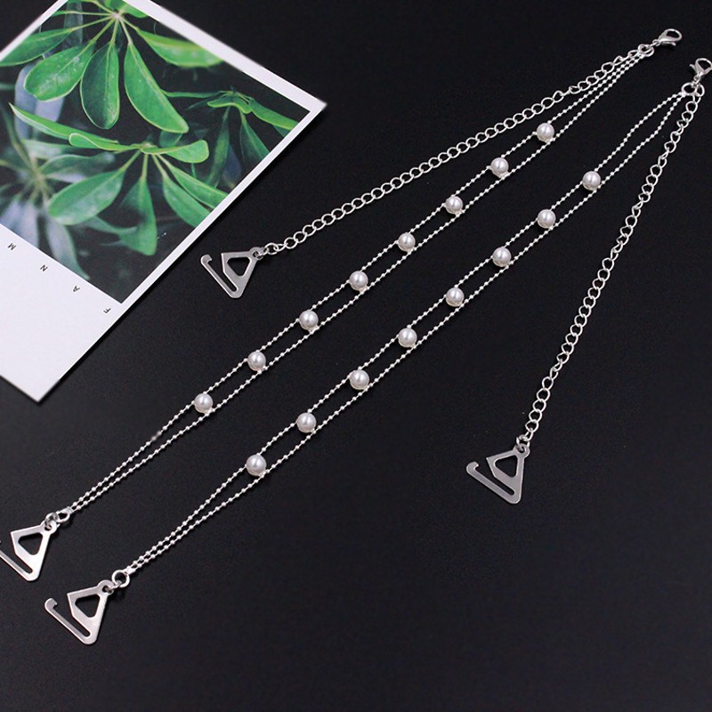 1 Cặp Dây Áo Ngực Trong Suốt Đính Hạt Ngọc Trai Chống Trượt Dễ Tháo Rời Cho Nữ
