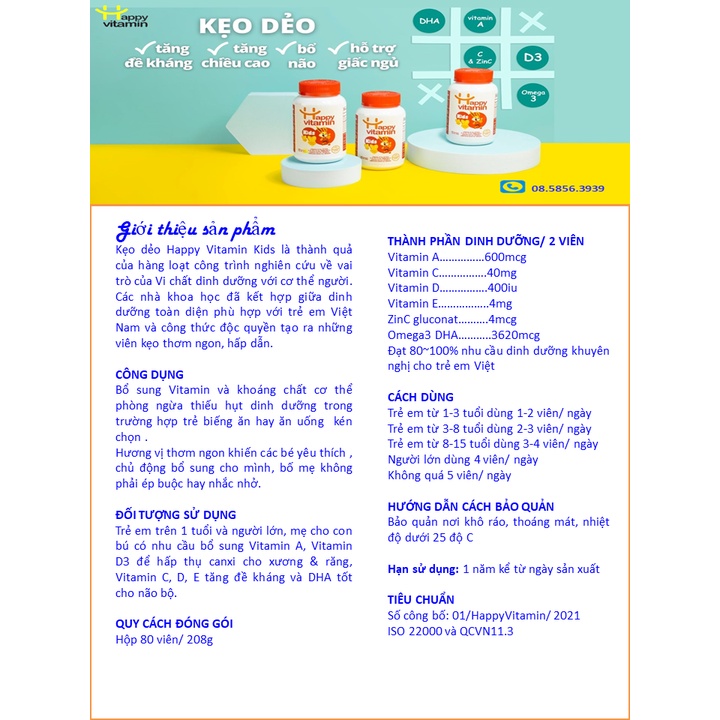 Kẹo dẻo bổ sung vitamin cho bé từ 1 15 tuổi happy vitamin kids, bé ăn ngon - ảnh sản phẩm 3