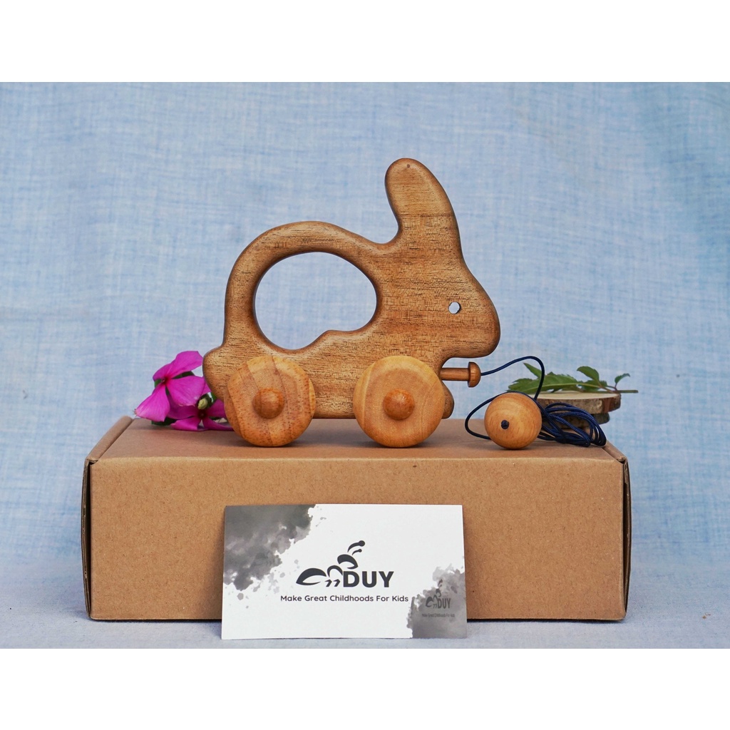 Đồ chơi xe thỏ bằng gỗ tự nhiên, đồ chơi gỗ, đồ handmade, quà sinh nhật cho trẻ, đồ lưu niệm, in FREE lazer thông tin.
