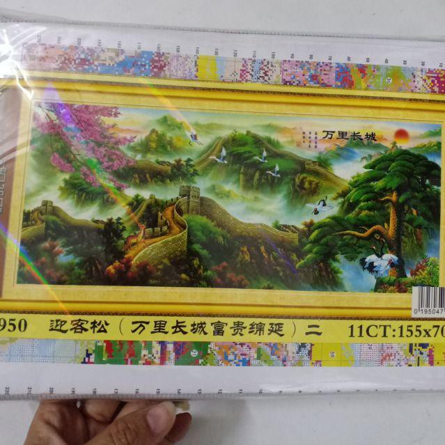 Tranh thêu chữ thập vạn lý trường thành tuyệt đẹp kt 155*70cm(hình thật)