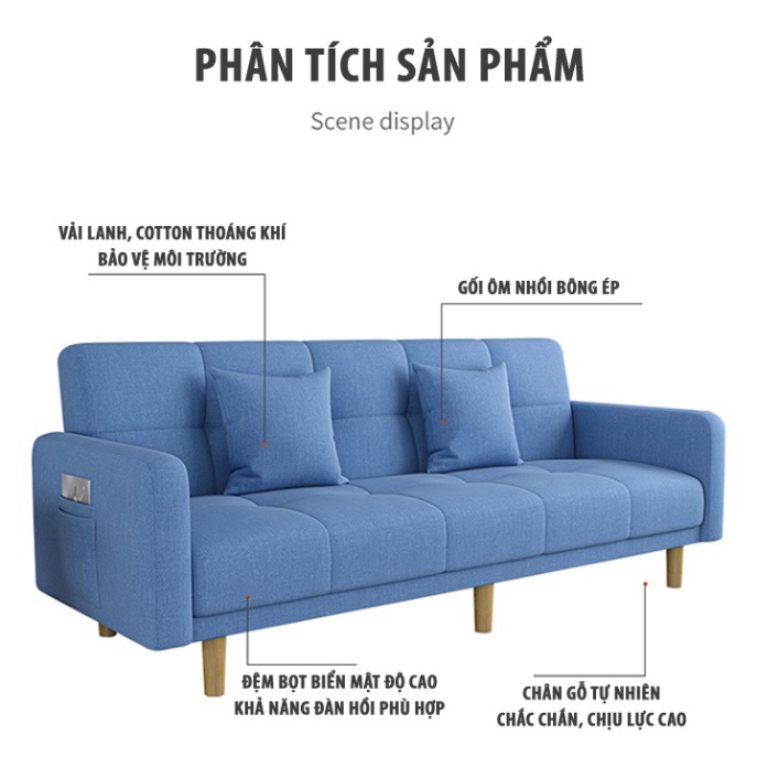 Sofa Bed xuất khẩu bọc vải lanh mịn gường đa năng nghỉ trưa văn phòng, ghế sofa giường thông m