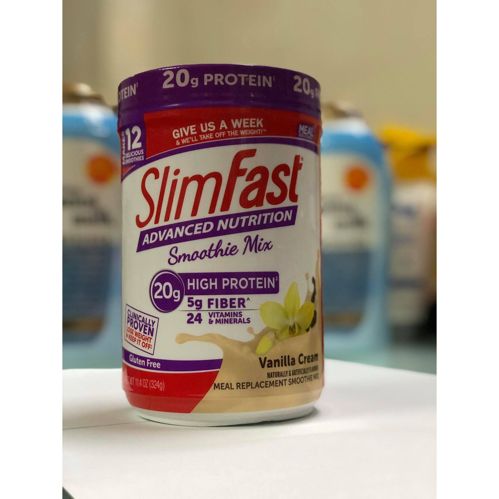 Sữa bột giảm cân SLIMFAST Advanced Nutrition Smoothie Mix Vanilla Cream 324g của Mỹ