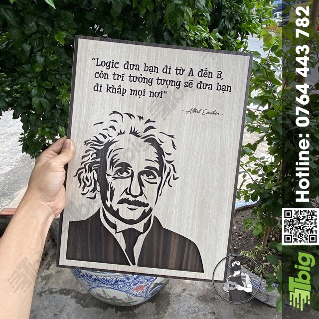 Tranh tạo động lực Gỗ &quot;Albert Einstein&quot; sáng tạo đột phá TBIG044