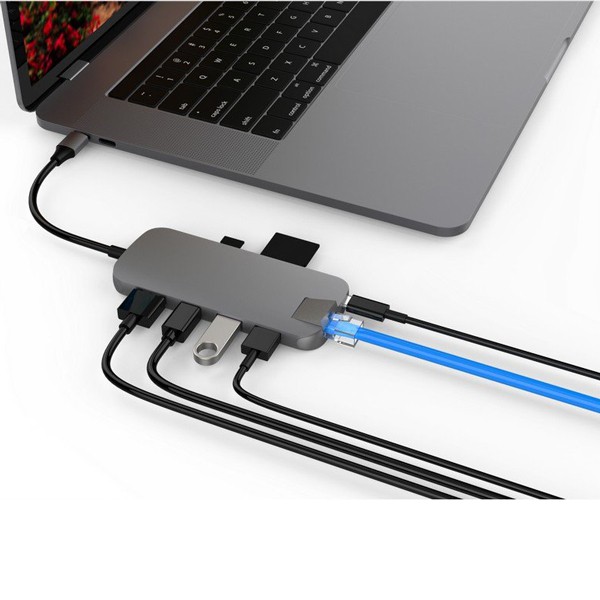 Cổng chuyển Hyperdrive slim 8 in 1 USB-C Hub Silver (HD247B-SL) - Cổng HDMI hỗ trợ độ phån giải 4K