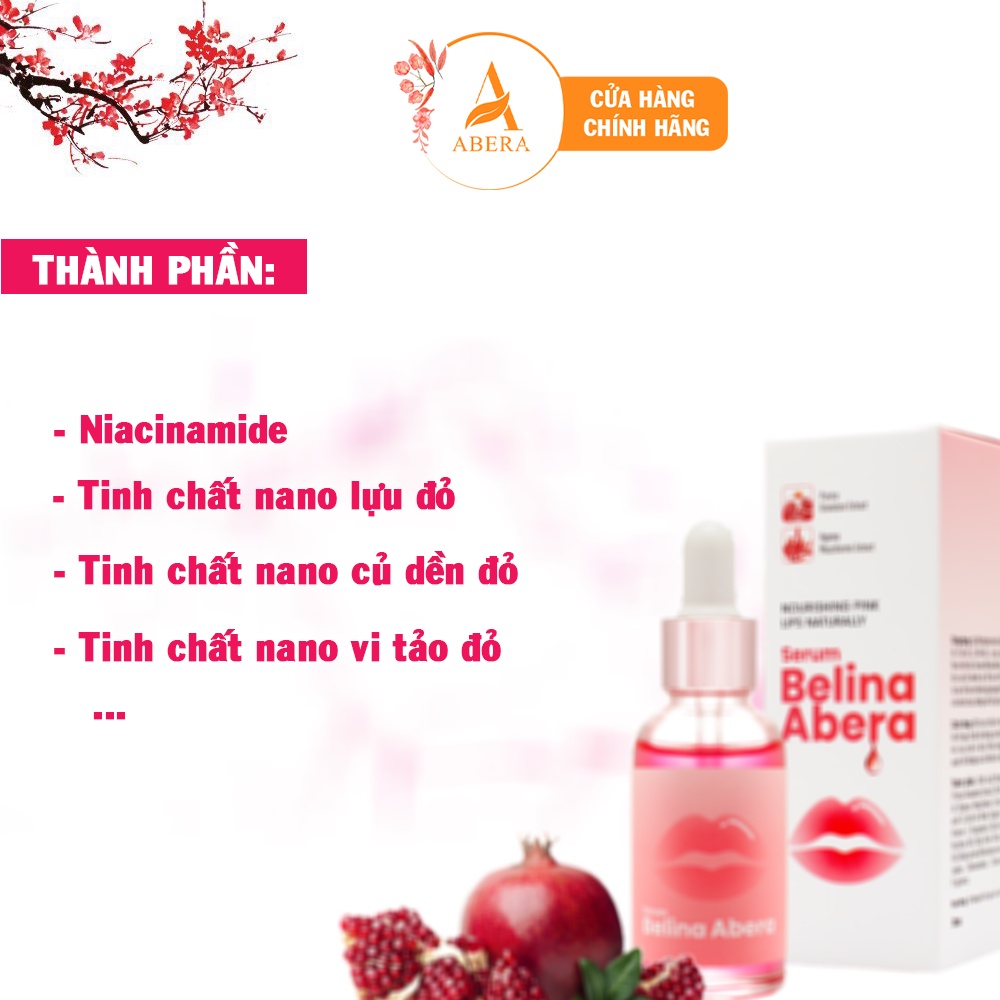 Serum hồng môi khử thâm Belina Abera 20ml - Dưỡng môi hồng căng bóng tự nhiên, giảm thâm môi, khô môi nứt nẻ nhanh chóng