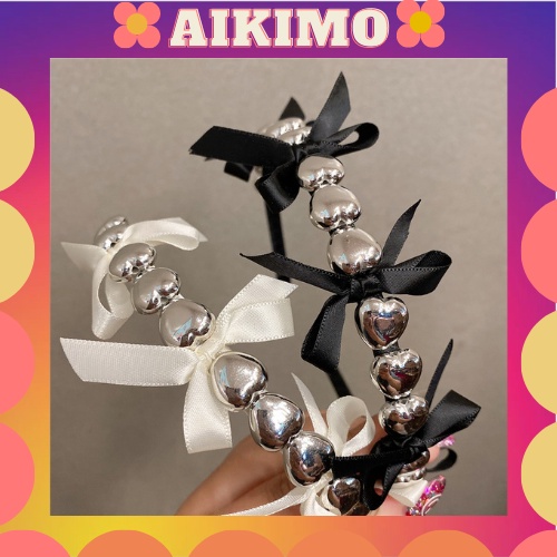 Bờm tóc Aikimo băng đô cài tóc hình trái tim kim loại phong cách Hàn Quốc xinh xắn đáng yêu thời trang bốn mùa BT7