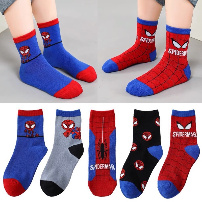 SP000908 Tất len spiderman, batman, superman siêu xinh set 5 đôi tất siêu nhân người nhện cho bé trai 1-12T
