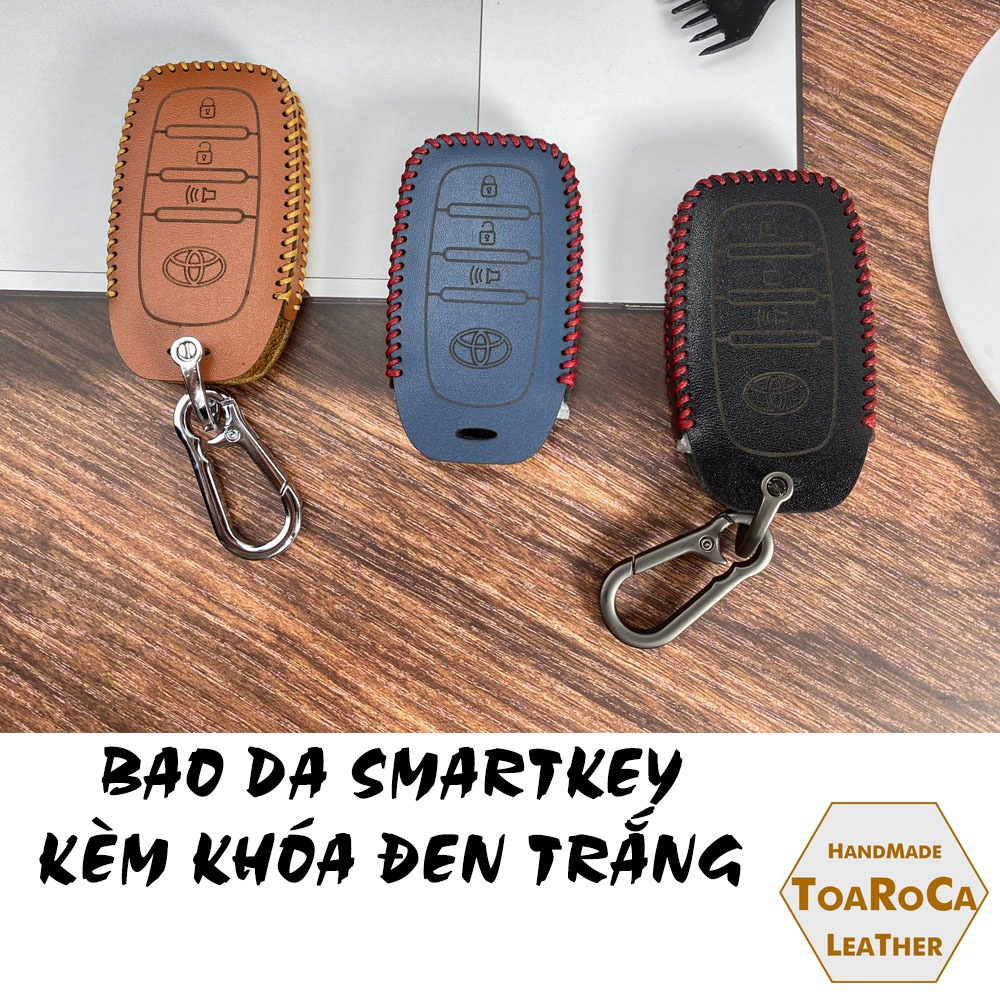 Bao da chìa khóa ô tô Smartkey Toyota Fortuner 2017-2018,Camry,Land Cruiser loại 3 nút âm lượng handmade Toaroca