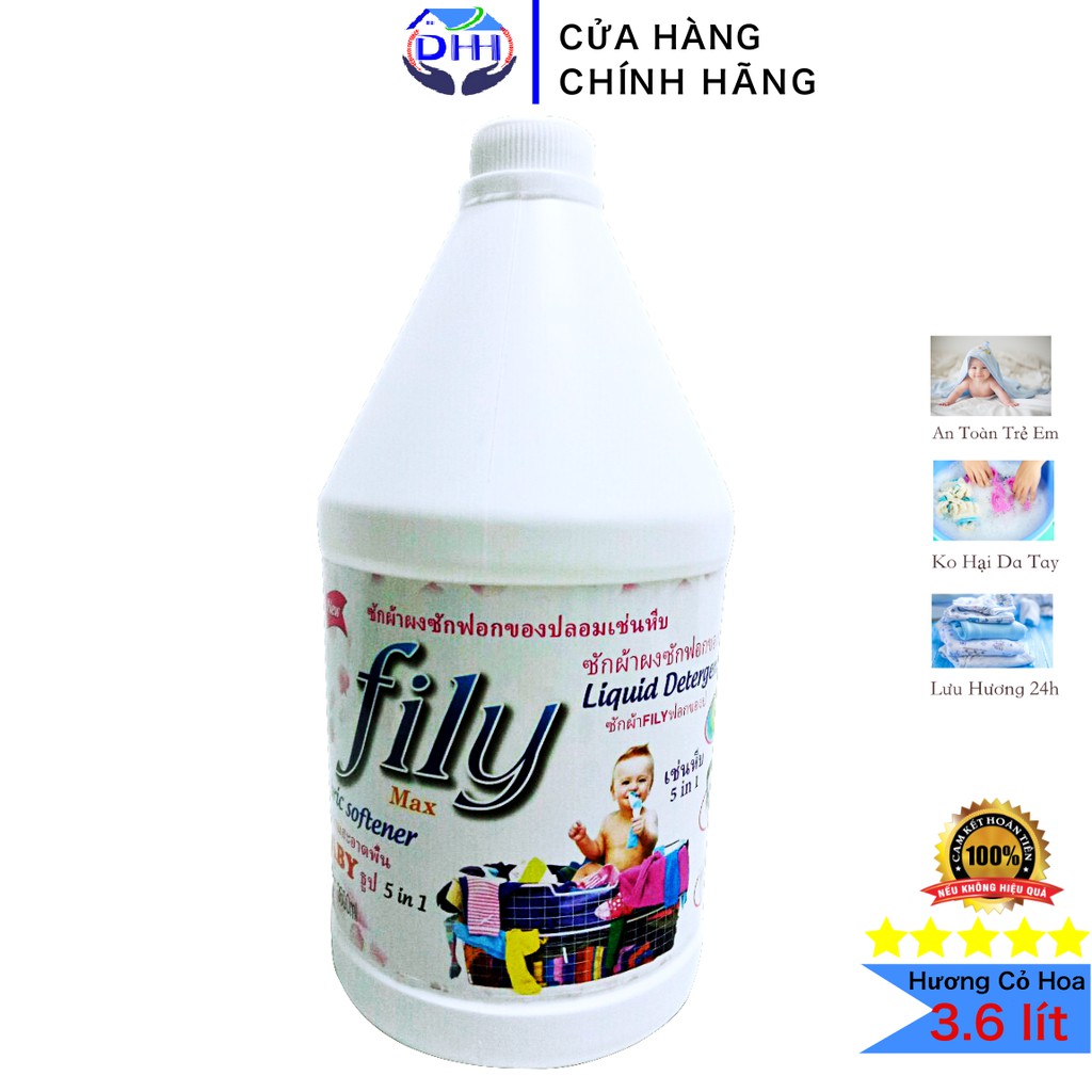 Nước Giặt xả quần áo Trẻ Em FILY Trắng 3,6 lít An Toàn Cho Trẻ Sơ sinh