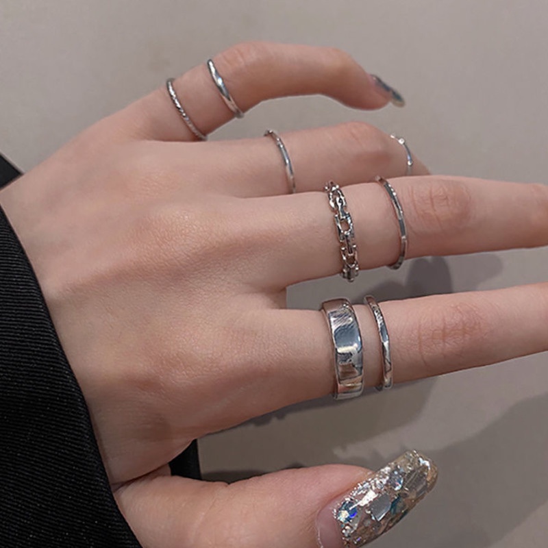 Set nhẫn đeo tay phong cách hiphop cá tính cho nữ