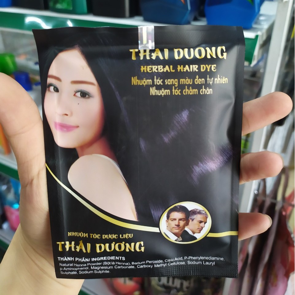 NHUỘM TÓC DƯỢC LIỆU THÁI DƯƠNG GÓI 10g (MÀU ĐEN)