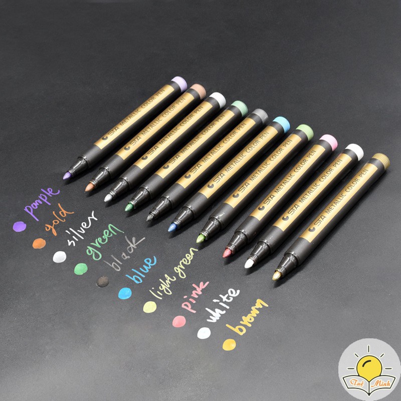 Bộ 10 Bút dạ Sta Metallic nét 2mm ánh kim, bút Marker viết trên nhiều chất liệu, trang trí sổ Bullet journal