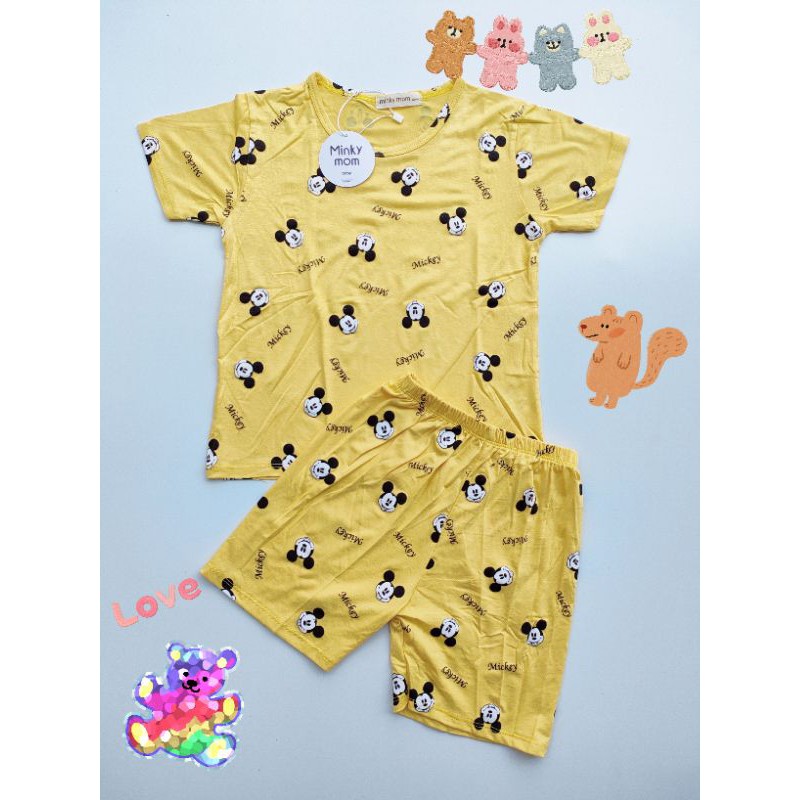 Bộ ngắn tay SIZE ĐẠI Minky Mom thun lạnh Chuột Mickey cho bé trai bé gái từ 18-32kg