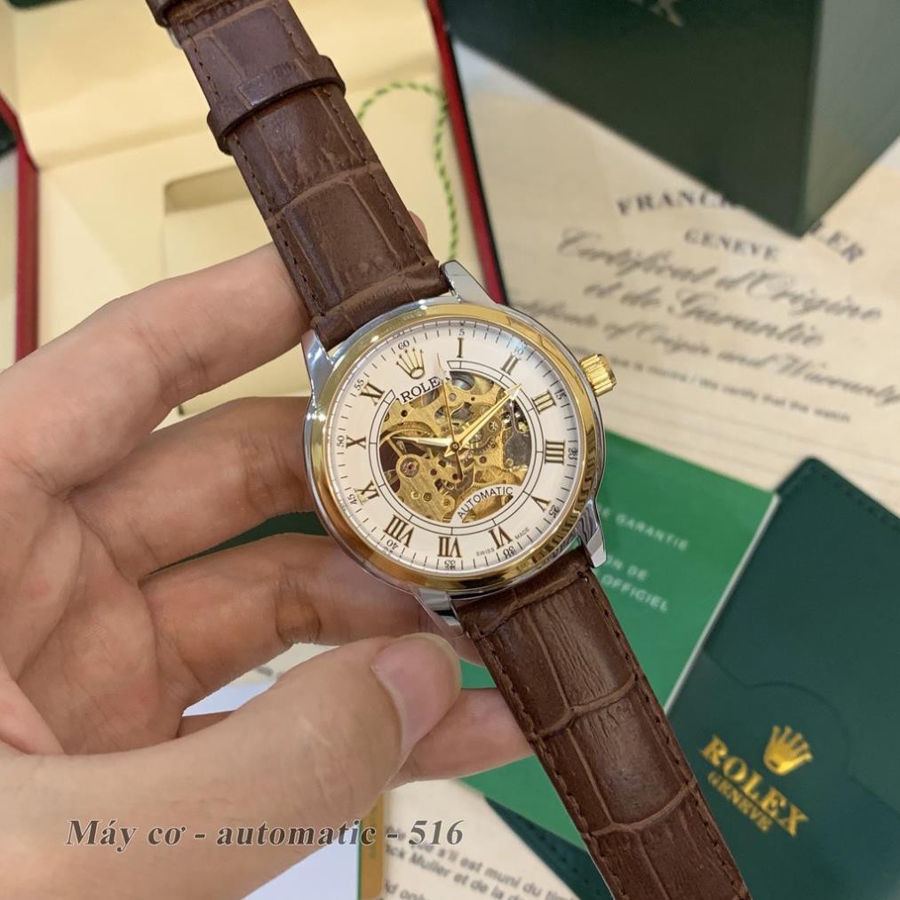 Đồng hồ nam RL máy cơ automatic mặt tròn classic dây da cao cấp DH516 shop105