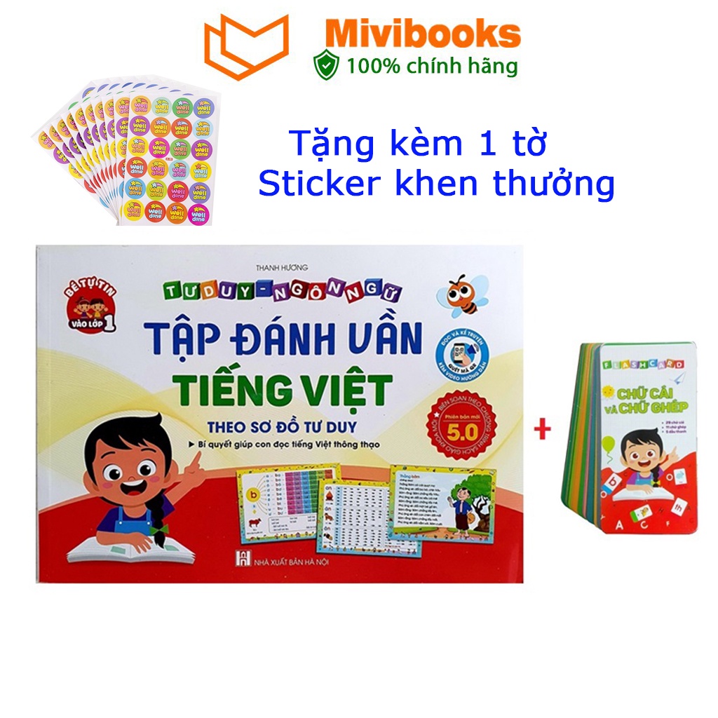 Sách - Tập đánh vần Tiếng Việt Phiên bản 5.0 kèm file đọc quét mã QR cho bé từ 4-6 tuổ , tặng sticker khen thưởng