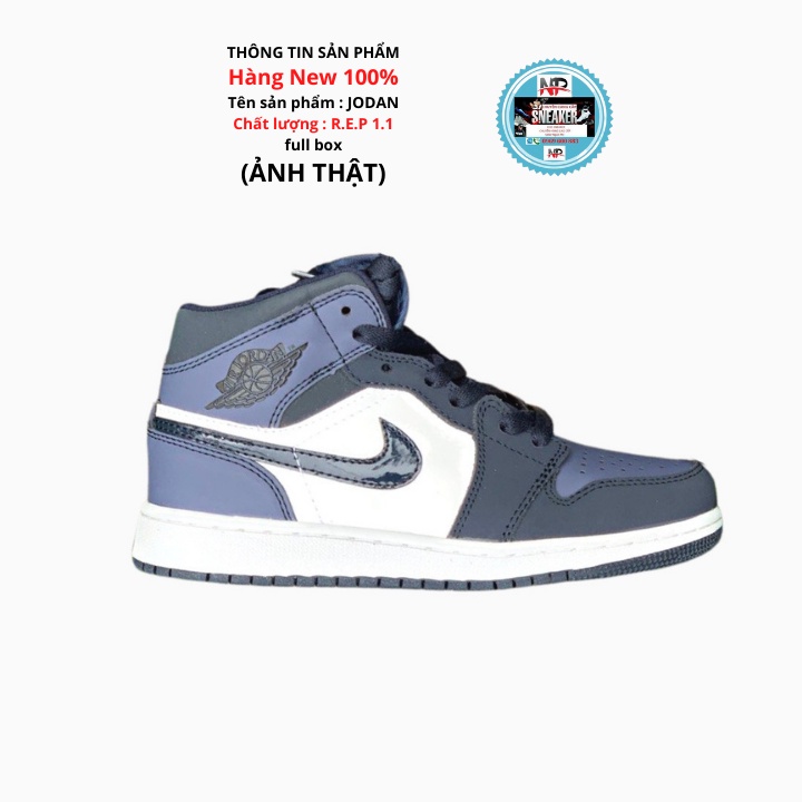 Giày thể thao nam nữ Jodan - Sneaker nam nữ Jd cao cổ màu xanh than