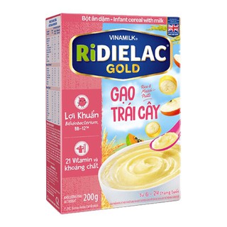 BỘT ĂN DẶM RIDIELAC GOLD GẠO TRÁI CÂY - HỘP GIẤY 200G