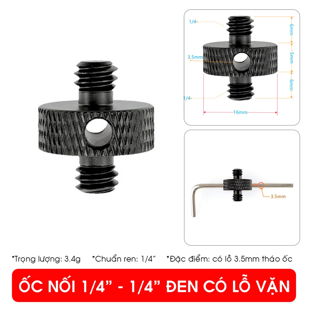 ỐC CHUYỂN REN 1/4 – 3/8 – 5/8 INCH CHO MÁY ẢNH