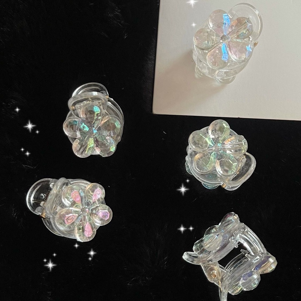 Kẹp Tóc Hình Hoa Nhỏ Màu Laser Trong Suốt 2022