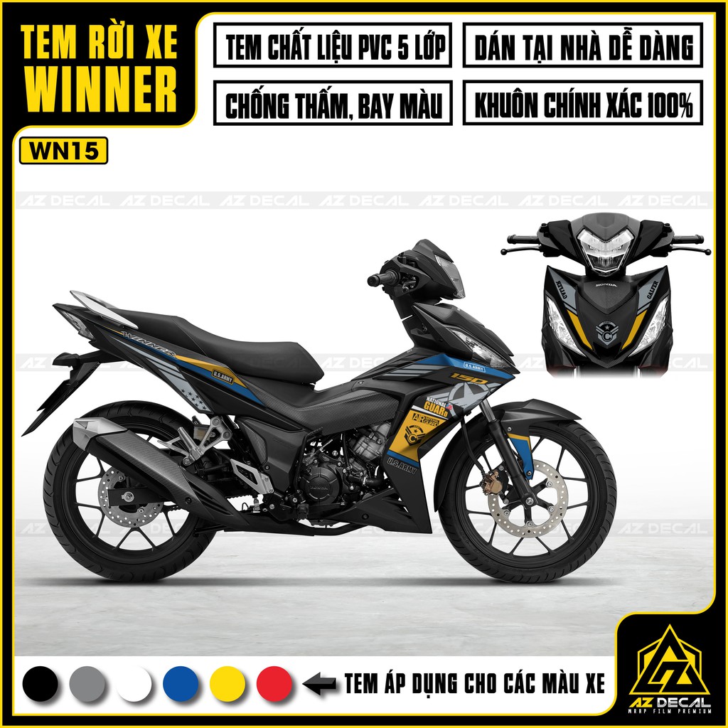 Tem Xe Honda Winner 150 Mẫu U.S.ARMY | WN15 | Chất Liệu Decal PVC Cao Cấp Dành Cho Xe Winner V1