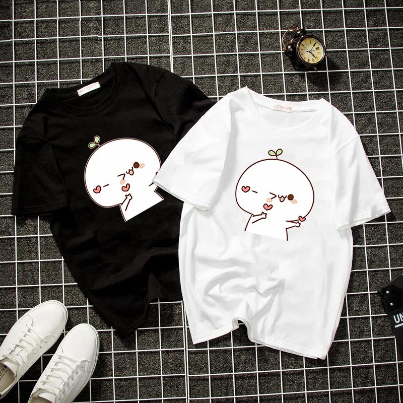 Áo thun form rộng unisex mèo và bạn dễ thương vải dày mịn 2019T22070