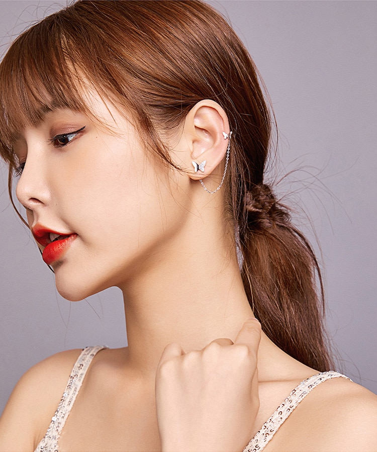 1 Bông Tai Bamoer bạc 925 Hình Bướm Bay Thời Trang Cho Nữ SCE913