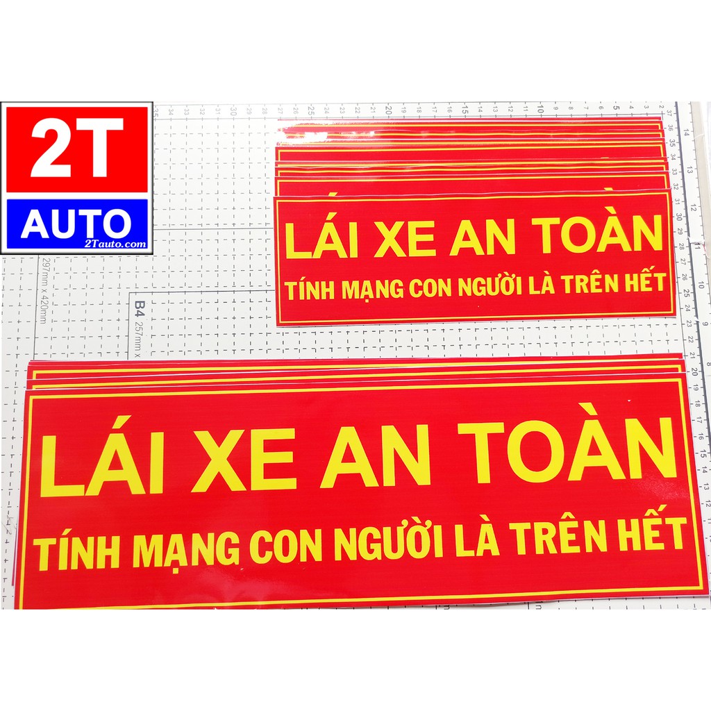 LOGO LÁI XE AN TOÀN - NỀN ĐỎ - NHIỀU KÍCH CỠ, sticker tấm dán lái xe an toàn