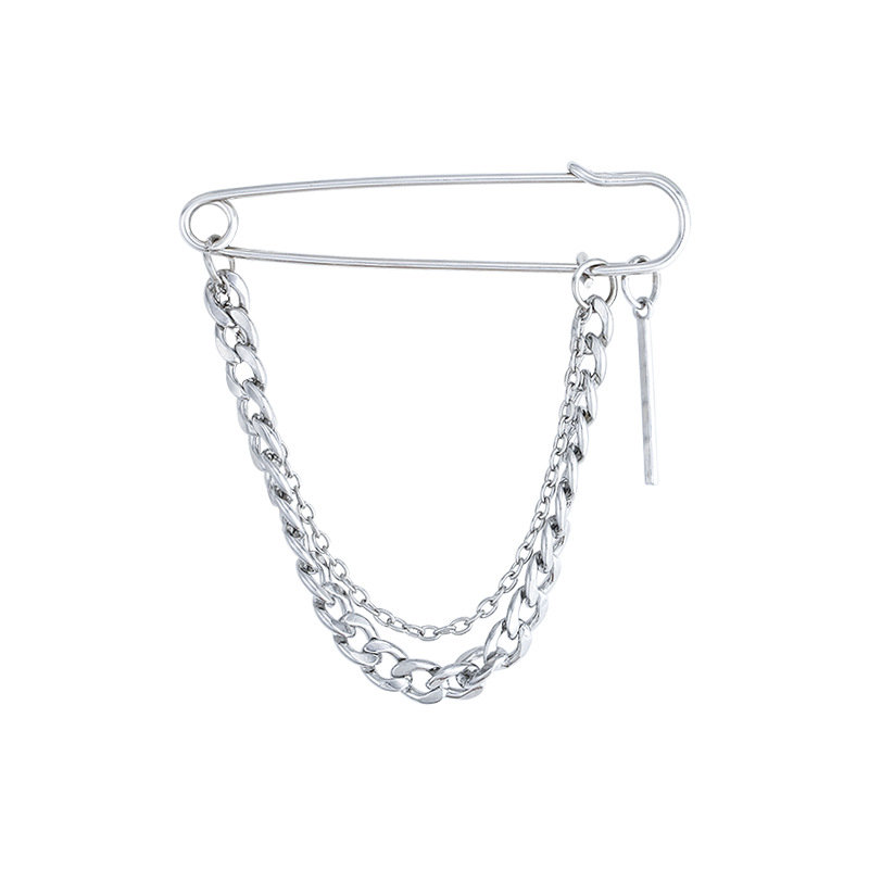 Ghim cài áo có mắc xích bằng kim loại phong cách retro