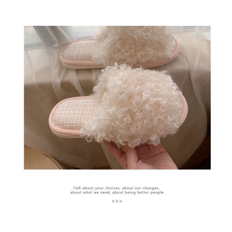 Dép lông mang trong nhà cho nữ