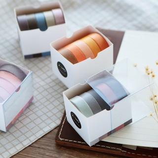Washi tape set 5 cuộn Simno kích thước 10mm x5m mầu trơn