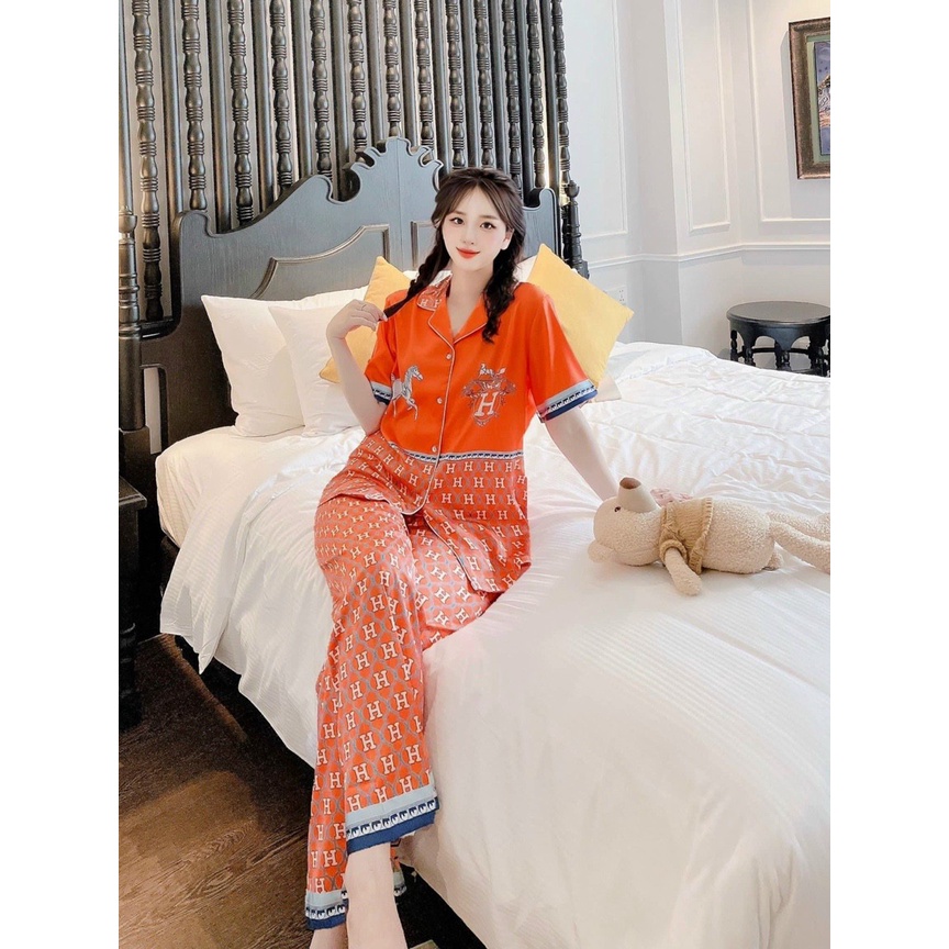 PIJAMA LỤA TẰM XƯỚC 3D QUẦN DÀI ÁO TAY NGẮN MẪU MỚI