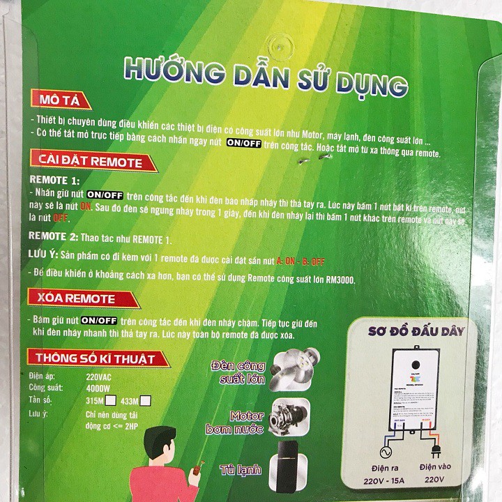 Công tắc điều khiển thiết bị điện không kèm remot