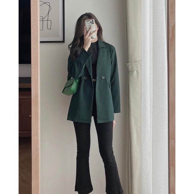 Áo Vest Blazer Basic Màu Trắng, Xanh Rêu, Đen