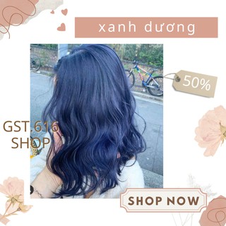 Thuốc nhuộm tóc màu xanh dương đen GST616 kem nhuộm tóc nam nữ tại nhà kèm oxy găng tay