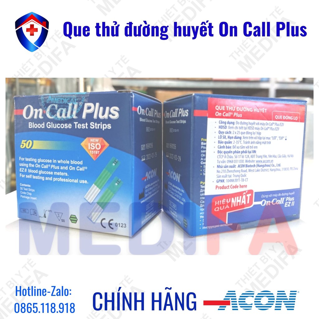 Que thử đường huyết On Call Plus, Chính hãng ACON, que thử tiểu đường, test tiểu đường - MEDIFA, Ship 30 phút