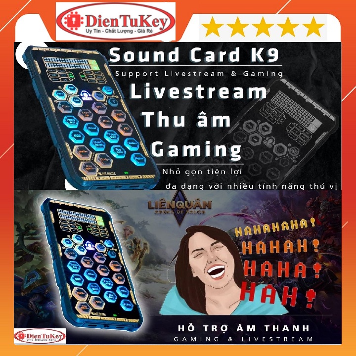 Sound card K9 mobile - Chơi game, thu âm, livestream, karaoke online, pk đơn giản chỉ cần thêm tai nghe -Hỗ trợ autotune