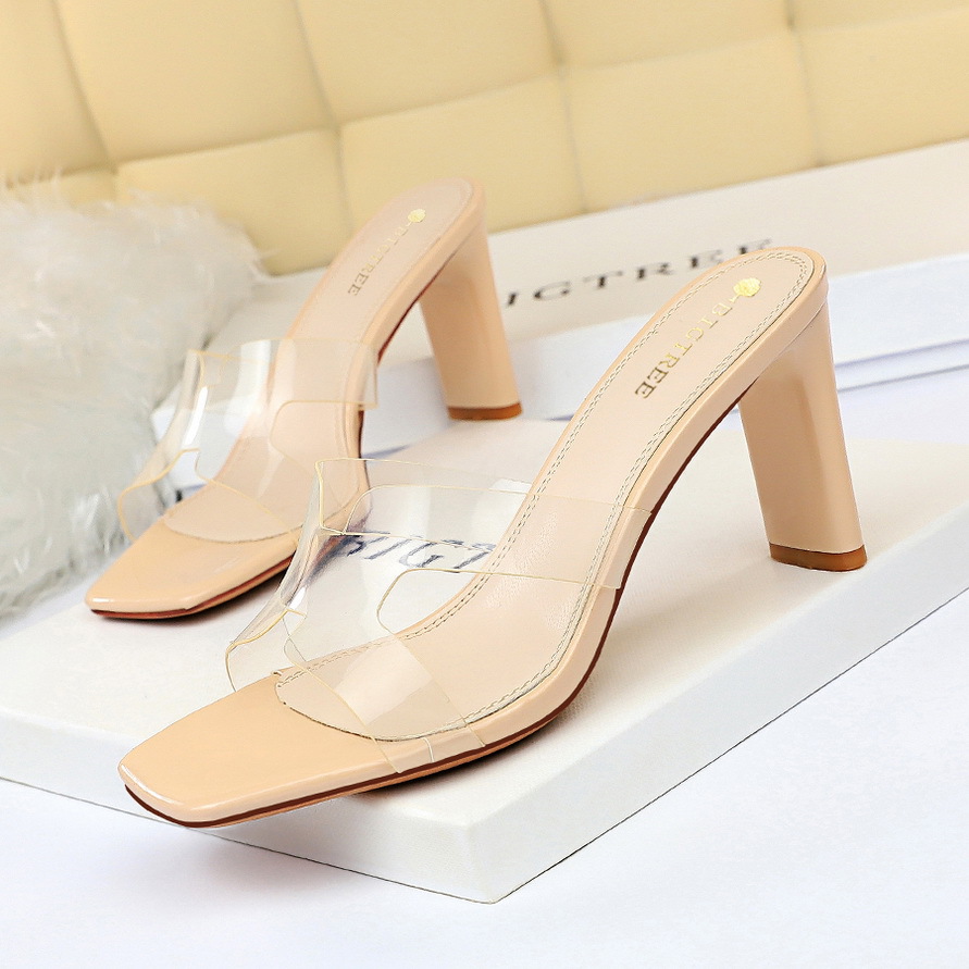 Chỉ Size 40 Sale Sốc: Giày Cao Gót Nữ Hueehi Gót Vuông Mùa Hè Phong Cách Hàn Quốc Trong Suốt Giày Dép Nữ Chất Liệu Hàng
