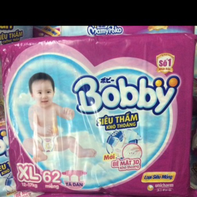 Tã - Bỉm dán Bobby XL62 (12-17kg)