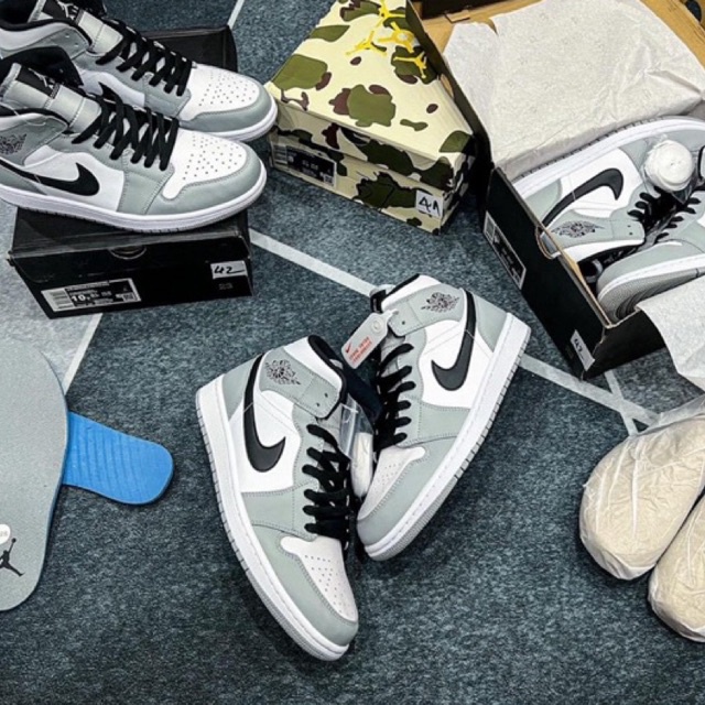 Giày Jordan 1 cổ cao, jd1 cao cổ xám Smoker Grey, bản chuẩn Trung