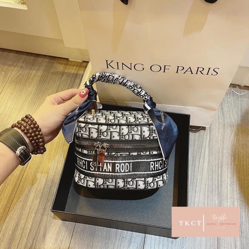 Túi Xách Nữ ⚡ RẺ NHẤT SHOPEE⚡ Túi Cốp Thổ Cẩm Kèm Khăn Size 19cm